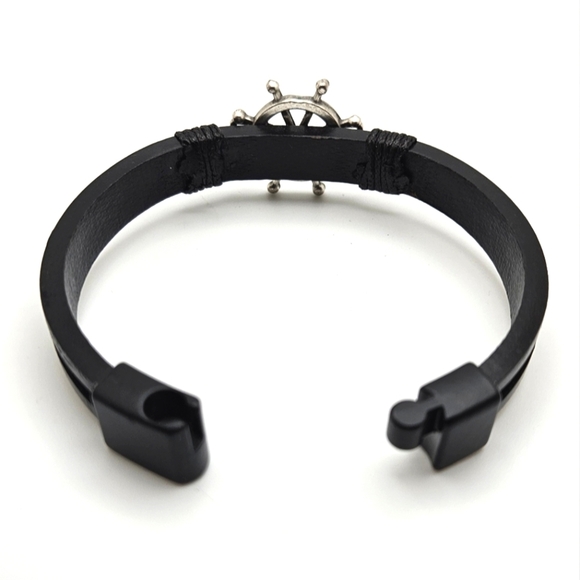 🆓️ FREE ADD ON Nautical Style Leather Silver Plastic Bracelet Unisex - Picture 5 of 5